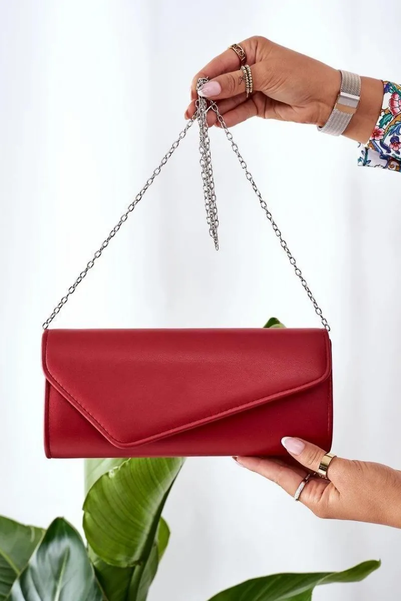 Elegancka Kopertówka Z Łańcuszkiem Czerwona Kopertówki