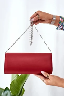 Elegancka Kopertówka Z Łańcuszkiem Czerwona Kopertówki