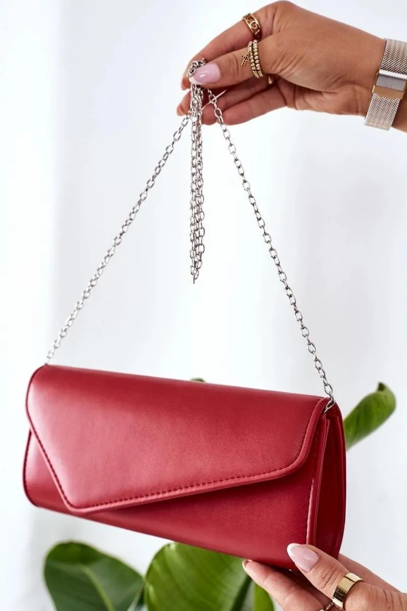 Elegancka Kopertówka Z Łańcuszkiem Czerwona Kopertówki