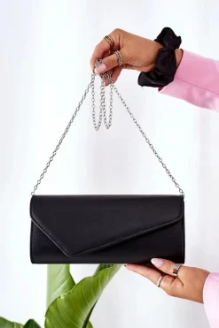 New Elegancka Kopertówka Z Łańcuszkiem Czarna Kopertówki