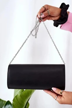New Elegancka Kopertówka Z Łańcuszkiem Czarna Kopertówki