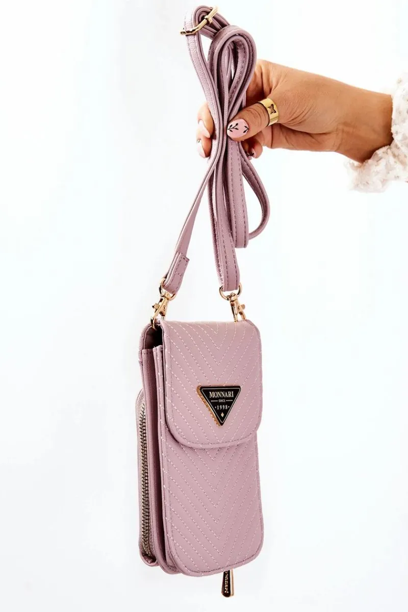 Elegancka Pikowana Torebka ETUA040-014 Fioletowa Torebki Monnari|Listonoszki