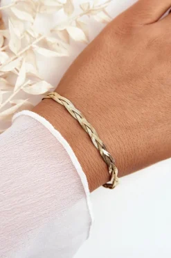 Bransoletki>Glam Chic Elegancka Pleciona Bransoletka Żmijka Złota