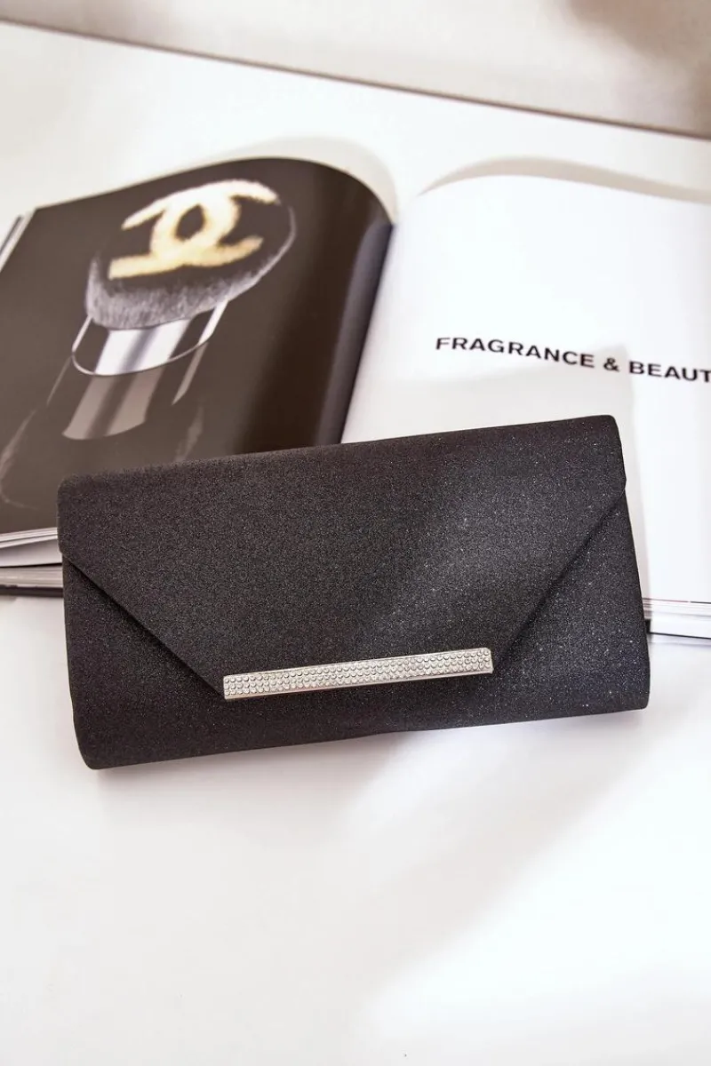 Kopertówki>Boto Elegancka Torebka Kopertówka Z Brokatem Czarna Remiala Czarny