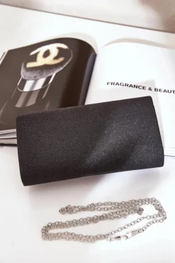 Kopertówki>Boto Elegancka Torebka Kopertówka Z Brokatem Czarna Remiala Czarny