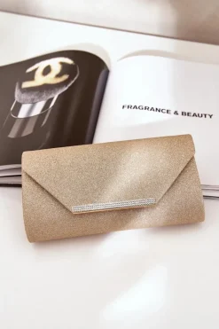 Kopertówki>Boto Elegancka Torebka Kopertówka Z Brokatem Złota Remiala