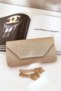 Kopertówki>Boto Elegancka Torebka Kopertówka Z Brokatem Złota Remiala