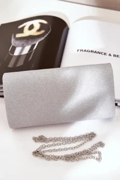 Kopertówki>Boto Elegancka Torebka Kopertówka Z Brokatem Srebrna Remiala