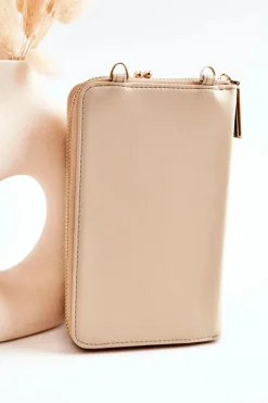 Hot Monnari Elegancka Torebka Portfel 2w1 ETUA050-023 Beżowo-Złota