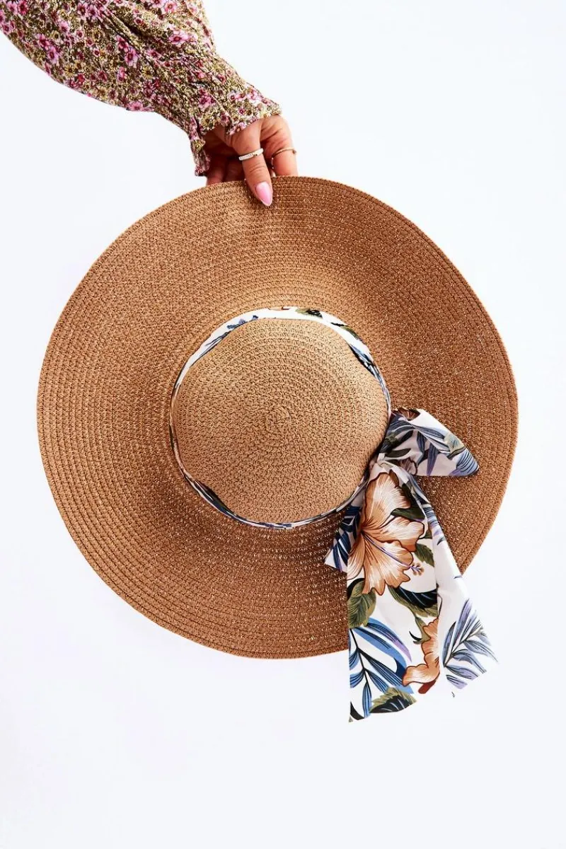 New Boto Elegancki Damski Kapelusz Z Materiałową Kokardą Beżowy