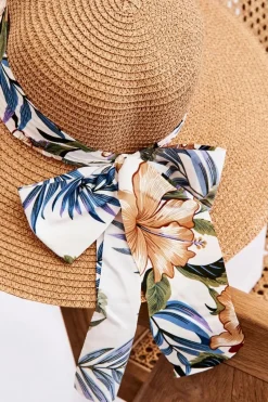 New Boto Elegancki Damski Kapelusz Z Materiałową Kokardą Beżowy