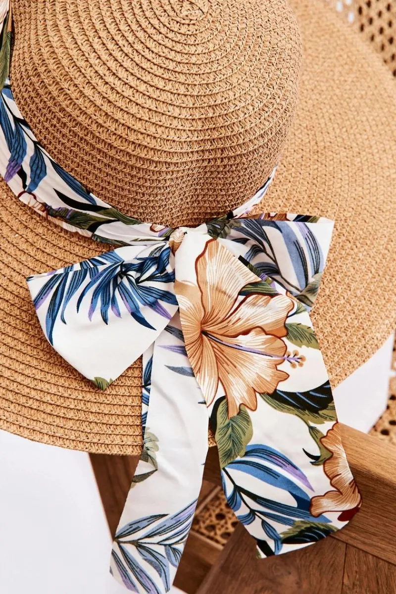 New Boto Elegancki Damski Kapelusz Z Materiałową Kokardą Beżowy