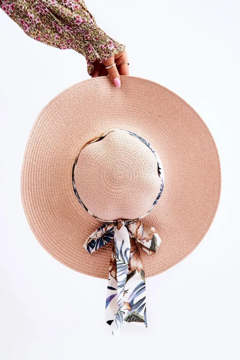 Online Elegancki Damski Kapelusz Z Materiałową Kokardą Różowy Okrycia Głowy