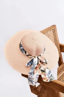 Online Elegancki Damski Kapelusz Z Materiałową Kokardą Różowy Okrycia Głowy