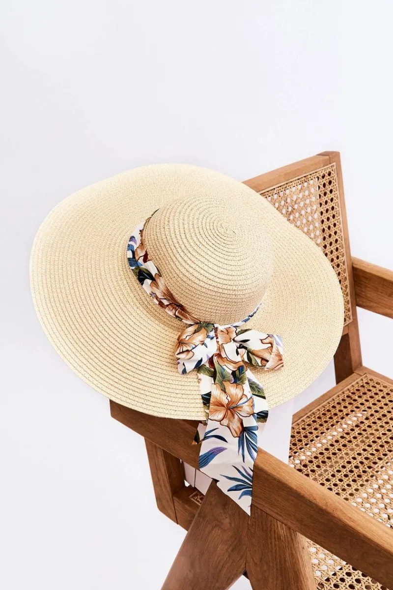 Okrycia Głowy>Boto Elegancki Damski Kapelusz Z Materiałową Kokardą Jasnobeżowy