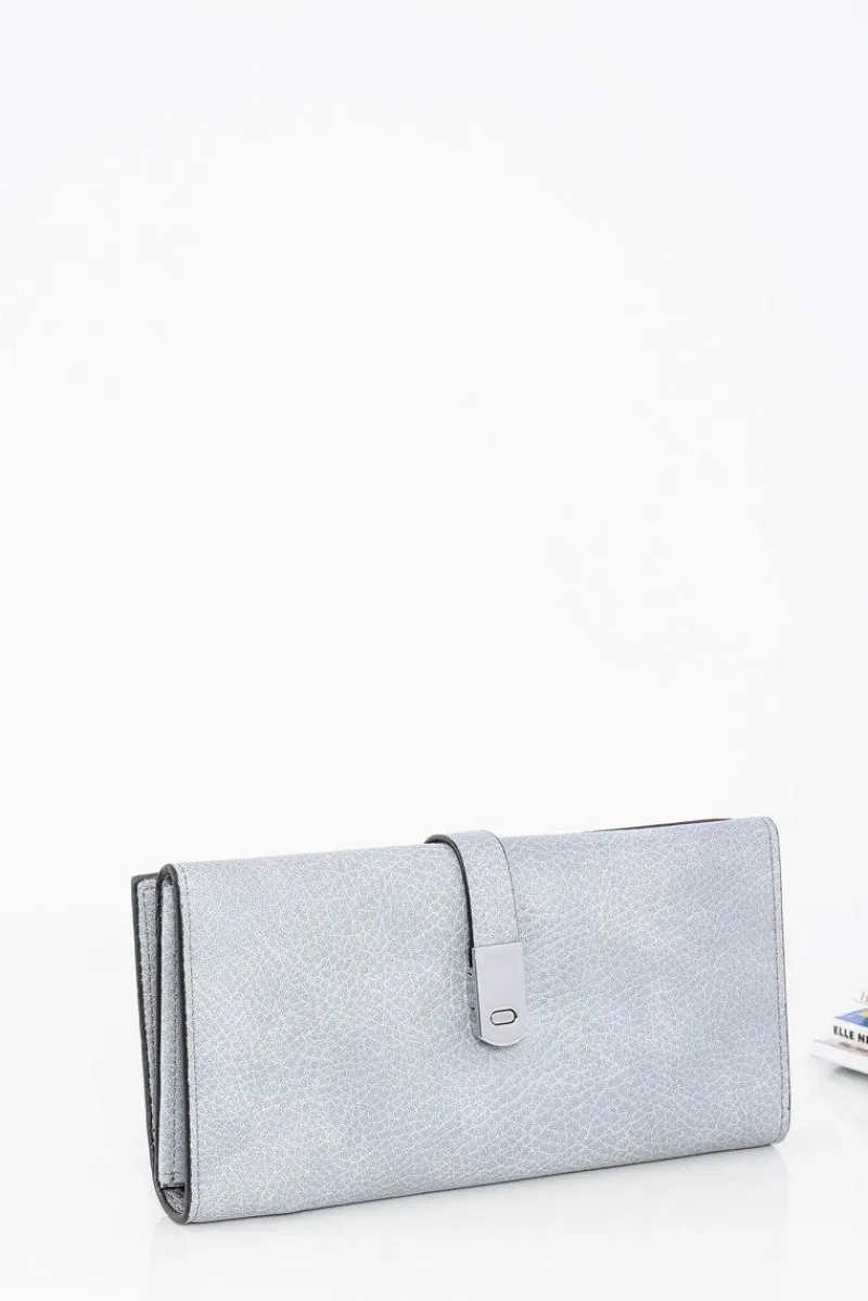 New Elegancki Damski Portfel Szary Z Paskiem Na Magnes Portfele