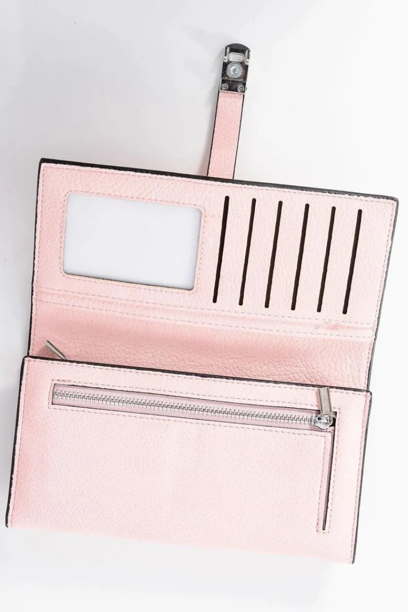 Portfele>Boto Elegancki Damski Pudrowy Portfel Na Magnes Róż