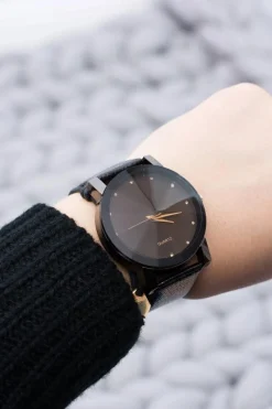 Best Boto Elegancki Zegarek Damski Czarny na Pasku