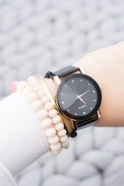 Zegarki>Boto Elegancki Zegarek Damski Czarno Miedziany na Pasku