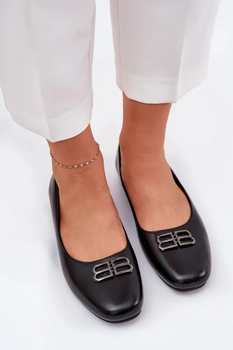 Baleriny Skórzane|Baleriny Klasyczne>Buty damskie Vinceza Eleganckie Baleriny Damskie Z Ozdobą Vinceza 62206 Czarne Czarny