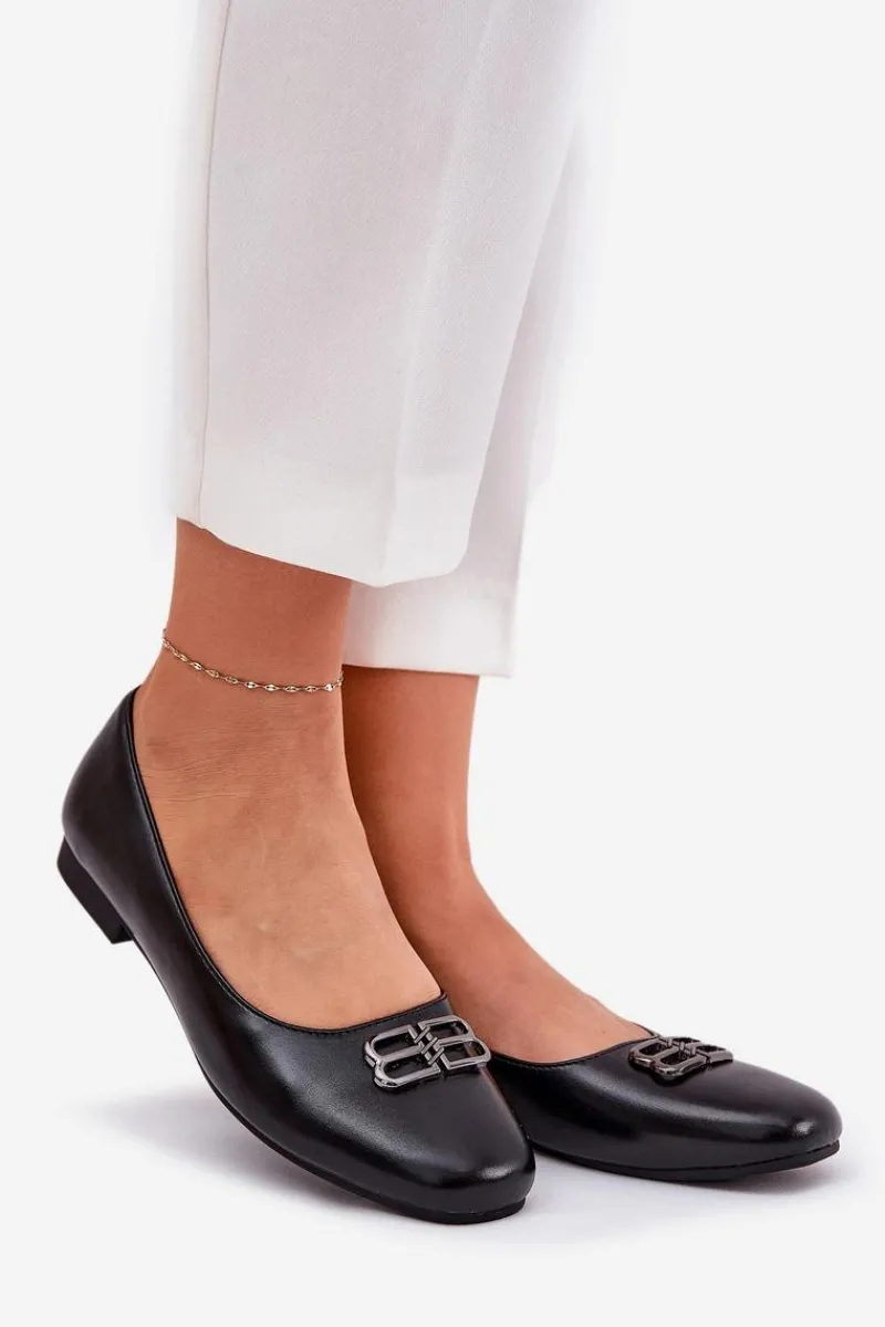 Baleriny Skórzane|Baleriny Klasyczne>Buty damskie Vinceza Eleganckie Baleriny Damskie Z Ozdobą Vinceza 62206 Czarne Czarny