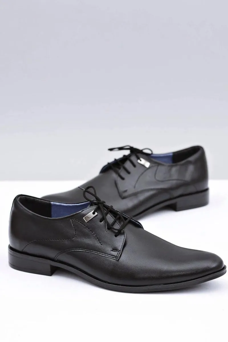 Sale Eleganckie Czarne Półbuty Wizytowe Damaso Męskie Półbuty Eleganckie