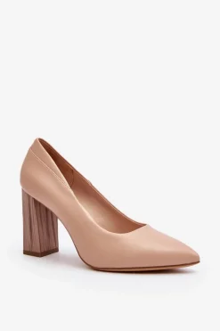 Best Eleganckie Czółenka Na Ozdobnym Słupku Sergio Leone PB217 Nude Damskie Czółenka Na Słupku|Czółenka Klasyczne