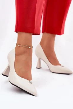 Outlet Eleganckie Czółenka Na Rozszerzanej Szpilce Vinceza 62222 Beżowe Damskie Czółenka Na Słupku|Czółenka Klasyczne