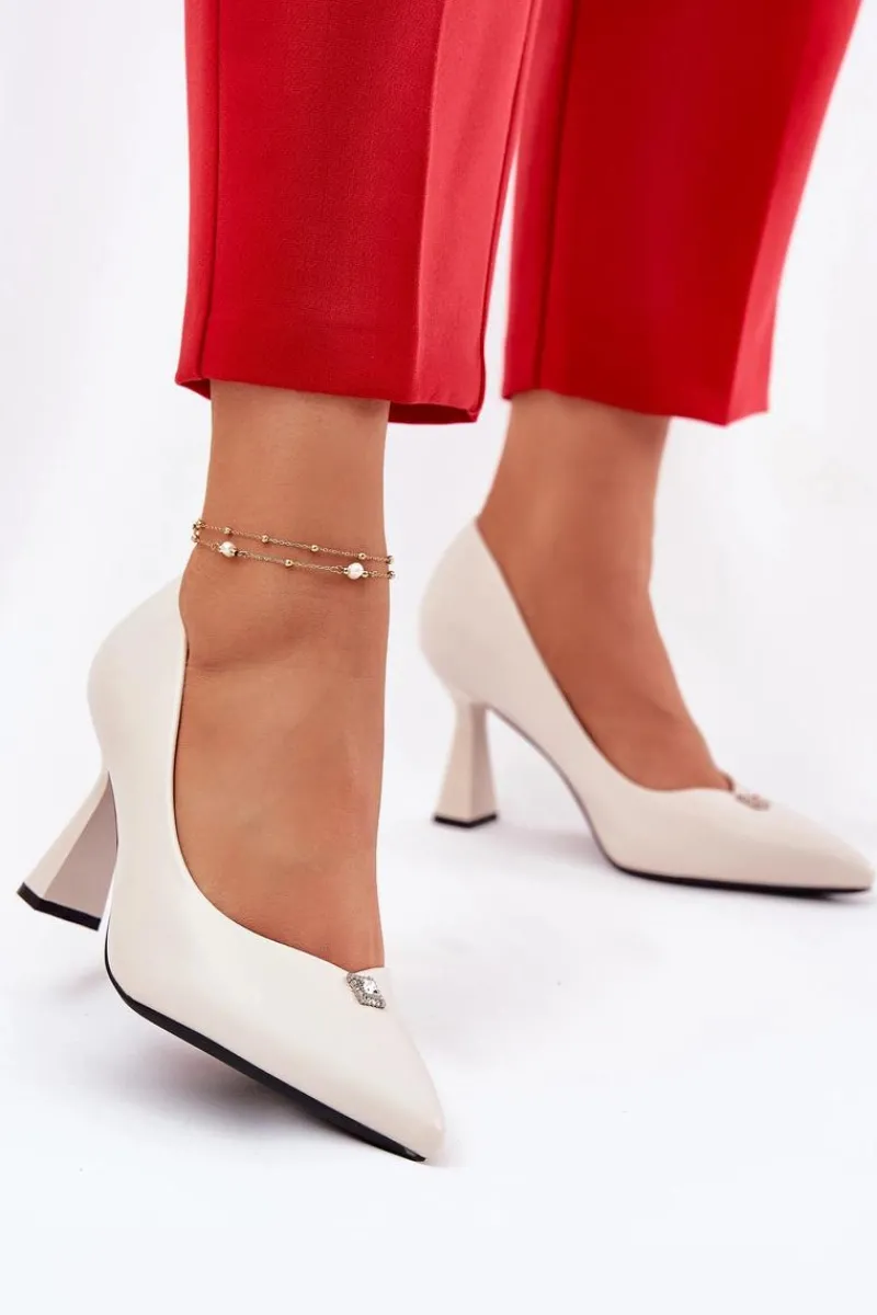 Outlet Eleganckie Czółenka Na Rozszerzanej Szpilce Vinceza 62222 Beżowe Damskie Czółenka Na Słupku|Czółenka Klasyczne