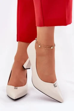 Outlet Eleganckie Czółenka Na Rozszerzanej Szpilce Vinceza 62222 Beżowe Damskie Czółenka Na Słupku|Czółenka Klasyczne