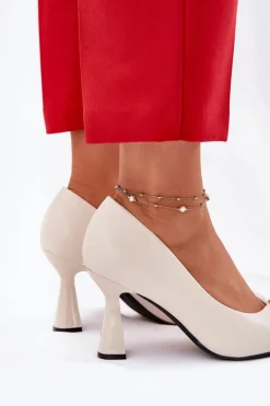 Outlet Eleganckie Czółenka Na Rozszerzanej Szpilce Vinceza 62222 Beżowe Damskie Czółenka Na Słupku|Czółenka Klasyczne