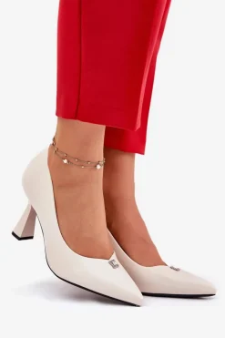 Outlet Eleganckie Czółenka Na Rozszerzanej Szpilce Vinceza 62222 Beżowe Damskie Czółenka Na Słupku|Czółenka Klasyczne