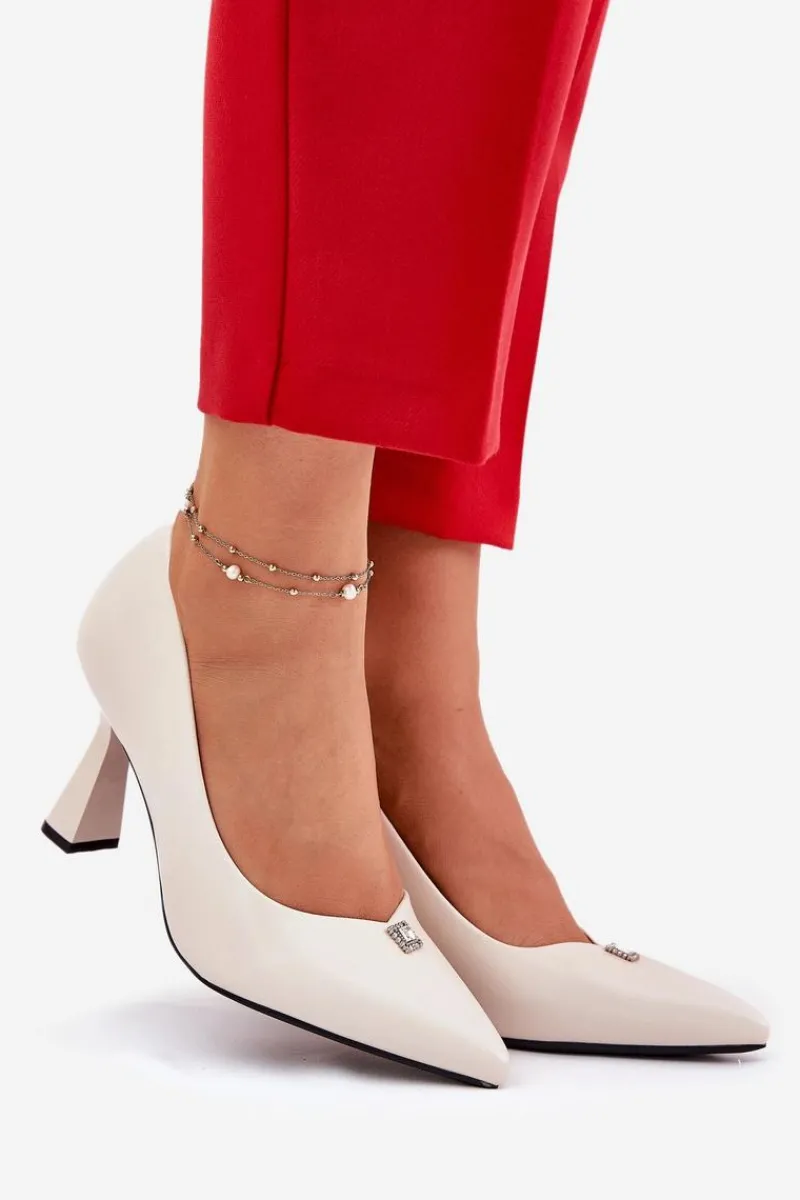 Outlet Eleganckie Czółenka Na Rozszerzanej Szpilce Vinceza 62222 Beżowe Damskie Czółenka Na Słupku|Czółenka Klasyczne