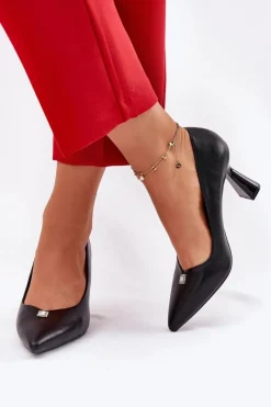 Czółenka Na Słupku|Czółenka Klasyczne>Buty damskie Vinceza Eleganckie Czółenka Na Rozszerzanej Szpilce Vinceza 62222 Czarne Czarny