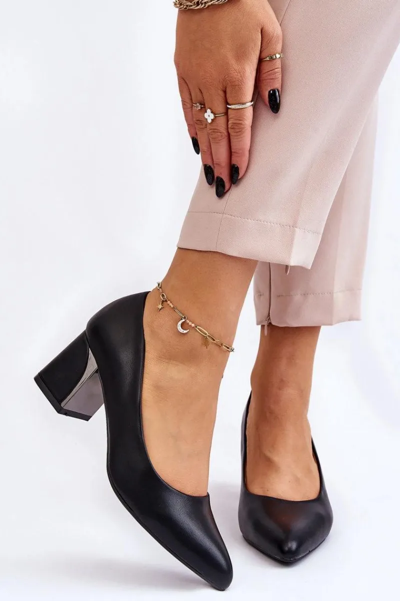 Best Eleganckie Czółenka Na Słupku Czarne Emma Damskie Czółenka Na Słupku|Czółenka Klasyczne