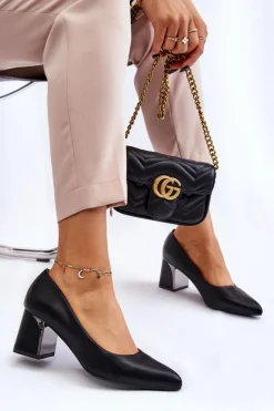 Best Eleganckie Czółenka Na Słupku Czarne Emma Damskie Czółenka Na Słupku|Czółenka Klasyczne