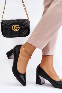 Best Eleganckie Czółenka Na Słupku Czarne Emma Damskie Czółenka Na Słupku|Czółenka Klasyczne