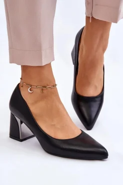 Best Eleganckie Czółenka Na Słupku Czarne Emma Damskie Czółenka Na Słupku|Czółenka Klasyczne