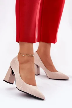 Online Buty damskie Vinceza Eleganckie Czółenka Na Słupku W Różowe Vinceza 62223 Beżowe Beżowy