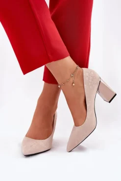 Online Buty damskie Vinceza Eleganckie Czółenka Na Słupku W Różowe Vinceza 62223 Beżowe Beżowy