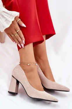 Online Buty damskie Vinceza Eleganckie Czółenka Na Słupku W Różowe Vinceza 62223 Beżowe Beżowy