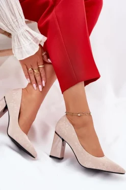 Online Buty damskie Vinceza Eleganckie Czółenka Na Słupku W Różowe Vinceza 62223 Beżowe Beżowy