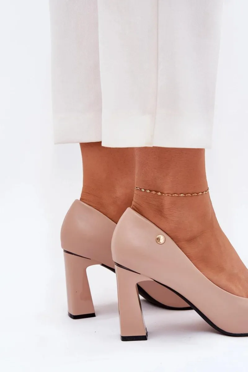 Sale Buty damskie Vinceza Eleganckie Czółenka Na Słupkowym Obcasie Vinceza 62221 Beżowe