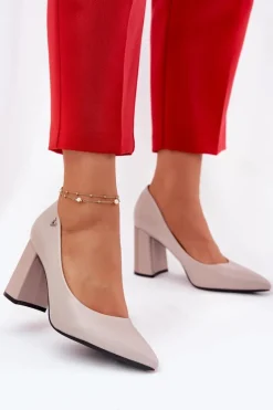 Hot Eleganckie Czółenka Na Słupku Vinceza 62220 Szare Damskie Czółenka Na Słupku|Czółenka Klasyczne