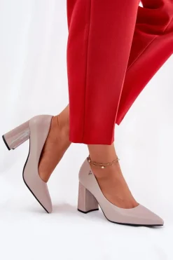 Hot Eleganckie Czółenka Na Słupku Vinceza 62220 Szare Damskie Czółenka Na Słupku|Czółenka Klasyczne