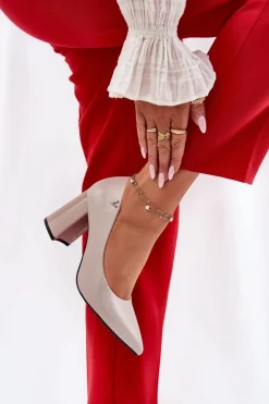 Hot Eleganckie Czółenka Na Słupku Vinceza 62220 Szare Damskie Czółenka Na Słupku|Czółenka Klasyczne