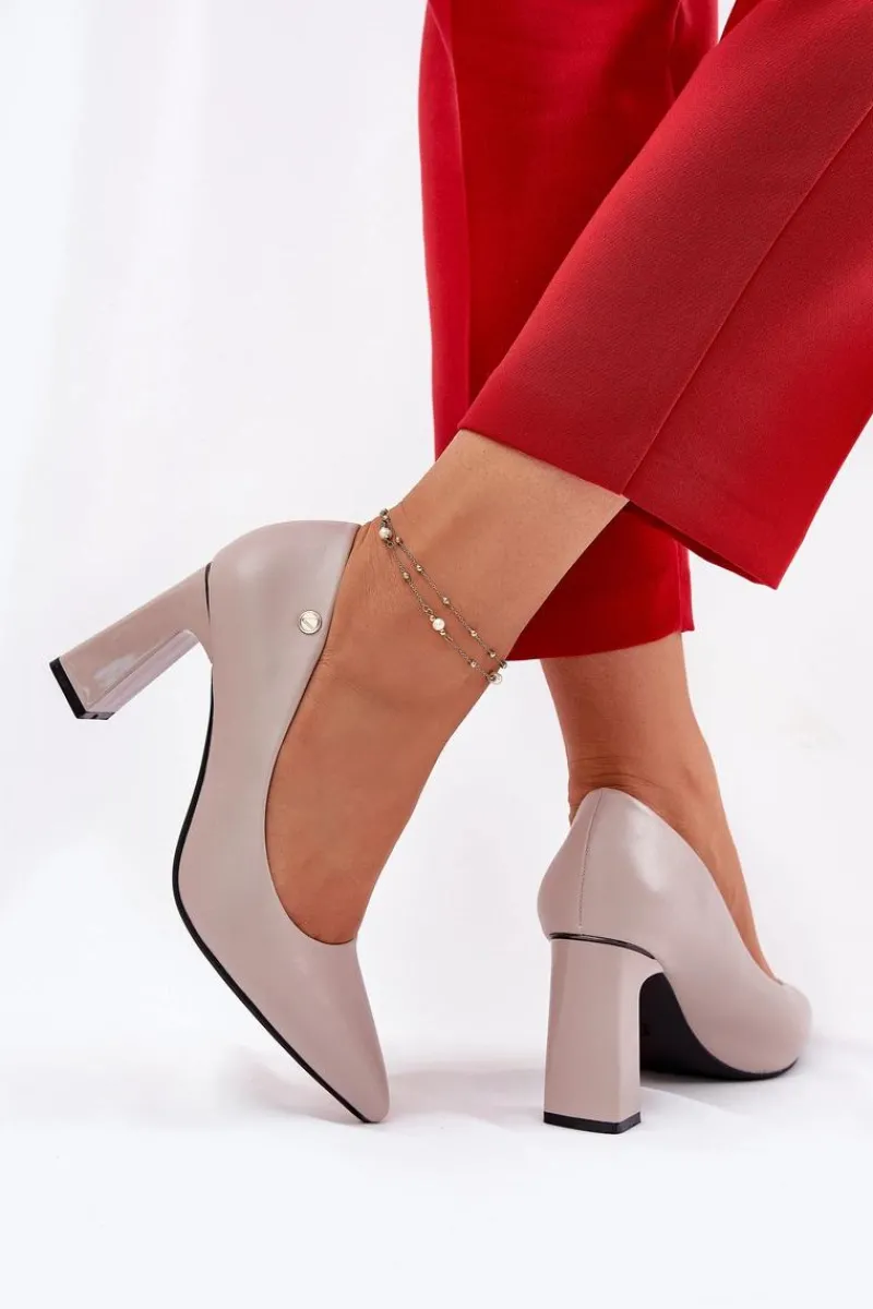 Hot Buty damskie Vinceza Eleganckie Czółenka Na Słupkowym Obcasie Vinceza 62221 Szare Szary