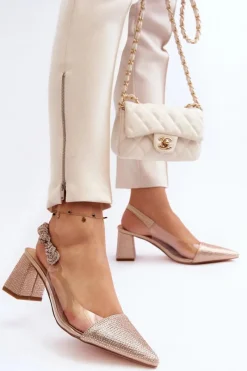 Clearance D&A Eleganckie Czółenka W Szpic MR91292-1 Champagne