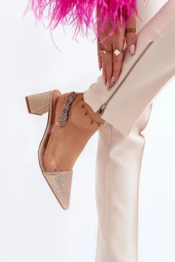 Clearance D&A Eleganckie Czółenka W Szpic MR91292-1 Champagne