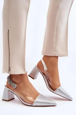 Clearance D&A Eleganckie Czółenka W Szpic MR91292-1 Srebrne